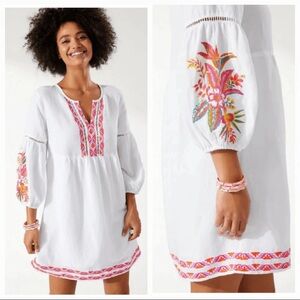 Tommy Bahama women's S/M St. Lucia Tropical Embroidered Linen Dress white 3/4